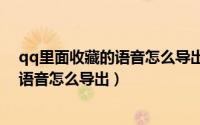 qq里面收藏的语音怎么导出（2024年05月01日qq收藏的语音怎么导出）