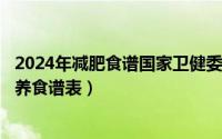 2024年减肥食谱国家卫健委（2024年05月02日一日三餐营养食谱表）