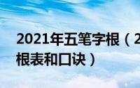 2021年五笔字根（2024年05月03日五笔字根表和口诀）