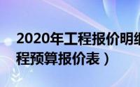 2020年工程报价明细（2024年05月08日工程预算报价表）