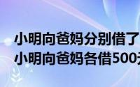 小明向爸妈分别借了500（2024年05月10日小明向爸妈各借500元）