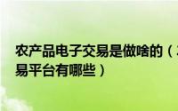 农产品电子交易是做啥的（2024年05月10日农产品电子交易平台有哪些）