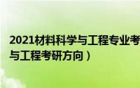 2021材料科学与工程专业考研（2024年05月10日材料科学与工程考研方向）