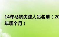 14年马航失踪人员名单（2024年05月12日马航失事是哪一年哪个月）