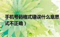 手机号码格式错误什么意思（2024年05月15日手机号码格式不正确）