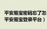 平安易宝密码忘了怎么办（2024年05月22日平安易宝登录平台）