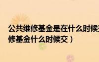 公共维修基金是在什么时候交啊（2024年05月22日公共维修基金什么时候交）