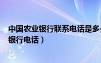 中国农业银行联系电话是多少（2024年05月28日中国农业银行电话）