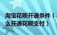 淘宝花呗开通条件（2024年05月29日淘宝怎么开通花呗支付）