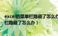 excel的菜单栏隐藏了怎么办（2024年06月02日excel菜单栏隐藏了怎么办）