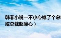 韩菲小说一不小心嫁了个总裁（2024年06月02日一不小心嫁总裁赵瞳心）