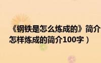 《钢铁是怎么炼成的》简介300（2024年06月07日钢铁是怎样炼成的简介100字）