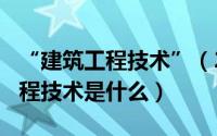 “建筑工程技术”（2024年06月07日建筑工程技术是什么）