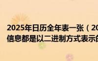 2025年日历全年表一张（2024年06月15日计算机中的所有信息都是以二进制方式表示的主要理由是）