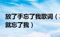 放了手忘了我歌词（2024年06月16日放了手就忘了我）