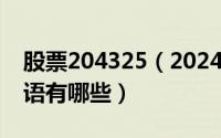 股票204325（2024年06月19日股票名词术语有哪些）