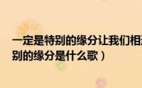 一定是特别的缘分让我们相遇（2024年06月20日一定是特别的缘分是什么歌）