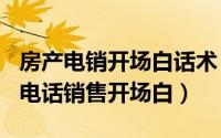 房产电销开场白话术（2024年06月26日房产电话销售开场白）