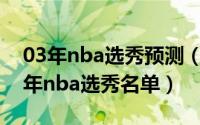 03年nba选秀预测（2024年07月02日2003年nba选秀名单）