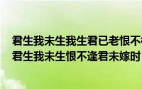 君生我未生我生君已老恨不相逢未嫁时（2024年07月05日君生我未生恨不逢君未嫁时）