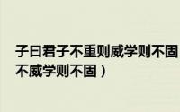 子曰君子不重则威学则不固（2024年07月09日君子不重则不威学则不固）