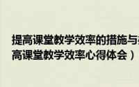 提高课堂教学效率的措施与办法（2024年07月09日怎样提高课堂教学效率心得体会）