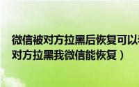 微信被对方拉黑后恢复可以看到消息吗（2024年07月11日对方拉黑我微信能恢复）