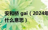 安和桥 gai（2024年07月16日安和桥表达了什么意思）