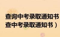 查询中考录取通知书（2024年07月18日怎么查中考录取通知书）