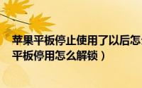 苹果平板停止使用了以后怎么解开（2024年07月18日苹果平板停用怎么解锁）