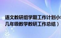 语文教研组学期工作计划小学（2024年07月19日语文学科几年级教学教研工作总结）