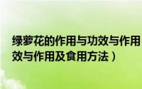 绿萝花的作用与功效与作用（2024年07月20日绿萝花的功效与作用及食用方法）