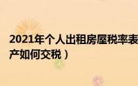 2021年个人出租房屋税率表（2024年07月23日个人出租房产如何交税）