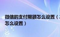 微信的支付限额怎么设置（2024年08月02日微信支付限额怎么设置）