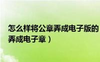 怎么样将公章弄成电子版的（2024年08月21日怎样把公章弄成电子章）