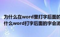 为什么在word里打字后面的字会消失（2024年08月23日为什么word打字后面的字会消失）