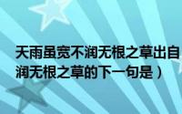 天雨虽宽不润无根之草出自（2024年09月06日天雨虽宽不润无根之草的下一句是）