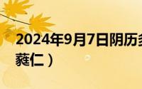 2024年9月7日阴历多少（2024年09月07日蕤仁）