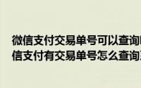 微信支付交易单号可以查询哪些信息（2024年09月10日微信支付有交易单号怎么查询系统）