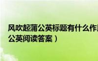 风吹起蒲公英标题有什么作用（2024年09月12日风吹起蒲公英阅读答案）