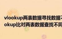 vlookup两表数据寻找数据不一致的（2024年09月17日vlookup比对两表数据查找不同数）