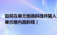 如何在单元格画斜线并输入文字（2024年09月20日如何在单元格内画斜线）