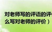 对老师写的评语的评价（2024年09月21日怎么写对老师的评价）