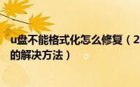 u盘不能格式化怎么修复（2024年10月07日u盘不能格式化的解决方法）