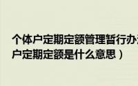 个体户定期定额管理暂行办法（2024年10月08日个体工商户定期定额是什么意思）