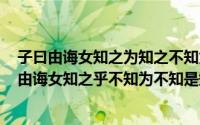 子曰由诲女知之为知之不知为不知（2024年10月10日子曰由诲女知之乎不知为不知是知）