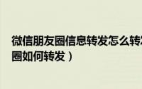 微信朋友圈信息转发怎么转发（2024年10月11日微信朋友圈如何转发）